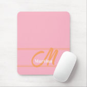 Rosa Orange Modern Monogram Initial Mousepad (Mit Mouse)