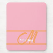 Rosa Orange Modern Monogram Initial Mousepad (Vorne)