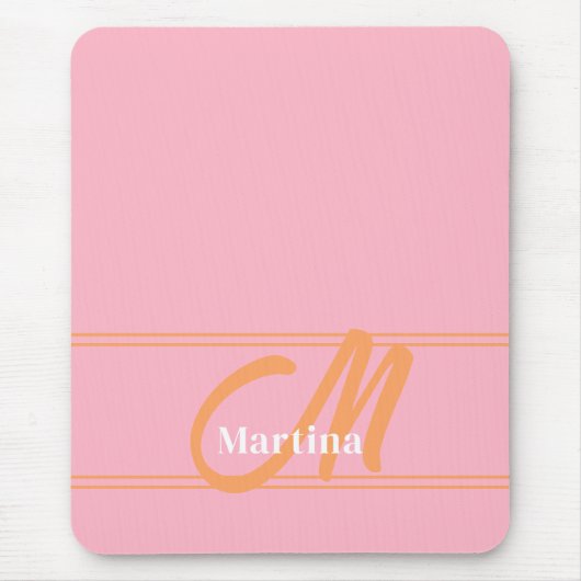 Rosa Orange Modern Monogram Initial Mousepad (Vorne)