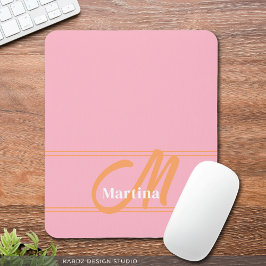Rosa Orange Modern Monogram Initial Mousepad