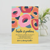 Rosa Orange Moderne Blume informelle Hochzeit Einladung (Stehend Vorderseite)