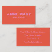 Rosa Orange Modernes feines, helles Haar Stylist S Visitenkarte (Vorne/Hinten)