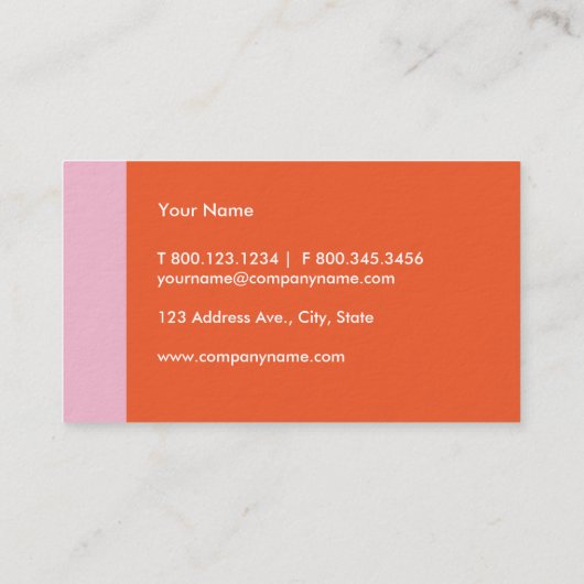Rosa orange modernes visitenkarte (Rückseite)