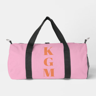 Rosa orange Monogramm drei Anfangsbuchstaben perso Duffle Bag