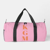 Rosa orange Monogramm drei Anfangsbuchstaben perso Duffle Bag (Rückseite)
