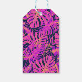 Rosa Orange Navy Tropical Palm Blätter Hochzeit Geschenkanhänger (Rückseite)
