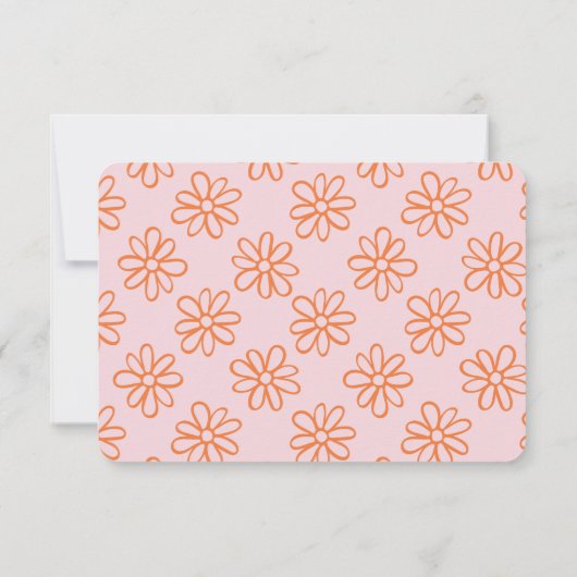 Rosa Orange Niedlich Girly Retro Minimalistisch Tr Dankeskarte (Rückseite)