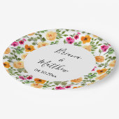 Rosa Orange Niedlich Sommer Flora Pappteller (Schrägansicht)