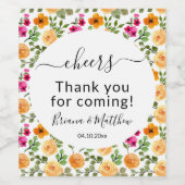 Rosa Orange Niedlich Sommer Flora Weinetikett (Einzelnes Label)