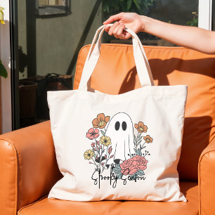 Rosa Orange niedliches Gespenst Halloween Jumbo Stoffbeutel