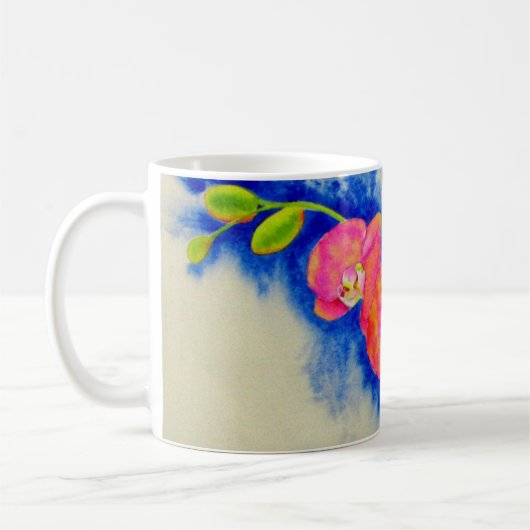 Rosa-orange-Orchideenmalerei Kaffeetasse (Links)