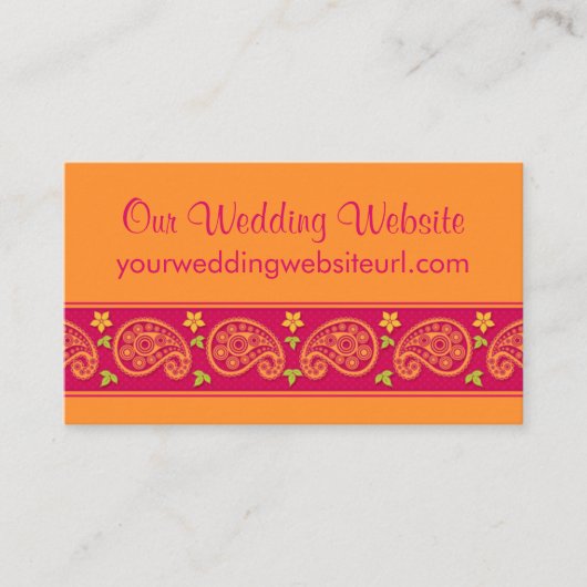 Rosa Orange Paisley Floral Wedding Website einfüge Begleitkarte (Vorderseite)