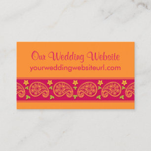 Rosa Orange Paisley Floral Wedding Website einfüge Begleitkarte