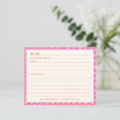 Rosa-orange personalisierte Brautdusche-Rezeptkart (Stehend Vorderseite)