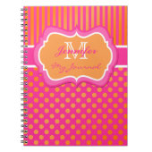 Rosa Orange Polka Dot Striped Journal Notebook Notizblock (Vorderseite)