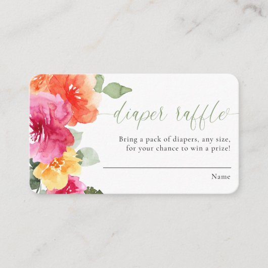 Rosa orange Pony Baby Duschdiape Gewinnkarten Begleitkarte (Vorderseite)