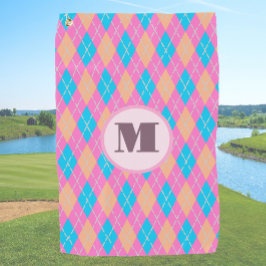 Rosa-orange-Preppy-Raute Golfhandtuch