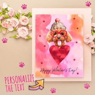 Rosa Orange Pudel Valentinstag Geschenk Feiertagspostkarte