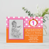 Rosa Orange Pumpkin Geburtstag Einladung (Stehend Vorderseite)