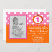 Rosa Orange Pumpkin Geburtstag Einladung (Vorne/Hinten)