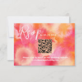 Rosa orange QR Code Response Karte Hochzeit RSVP (Vorderseite)