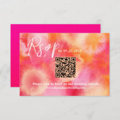 Rosa orange QR Code Response Karte Hochzeit RSVP (Vorne/Hinten)