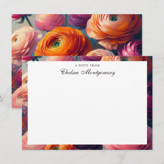 Rosa Orange Ranunculus Oil Painting Personalisiert Mitteilungskarte