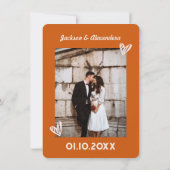 Rosa Orange Retro70er Wedding Dankeschön Karte (Rückseite)
