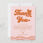 Rosa Orange Retro70er Wedding Dankeschön Karte (Vorderseite)