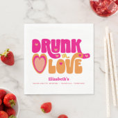 Rosa Orange Retro Betrunken in Liebe Junggeselinne Serviette (Beispiel)