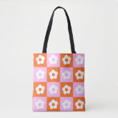 Rosa Orange Retro Illustrierte Blume Niedlich Totb Tasche (Vorderseite)