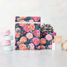 Rosa Orange Rose Muster Chiffon