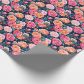 Rosa Orange Rose Muster Chiffon Geschenkpapier (Ecke)