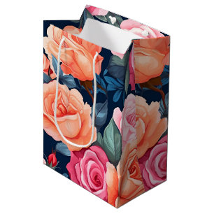 Rosa Orange Rose Muster Chiffon Mittlere Geschenktüte