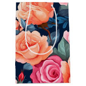 Rosa Orange Rose Muster Chiffon Mittlere Geschenktüte (Vorderseite)