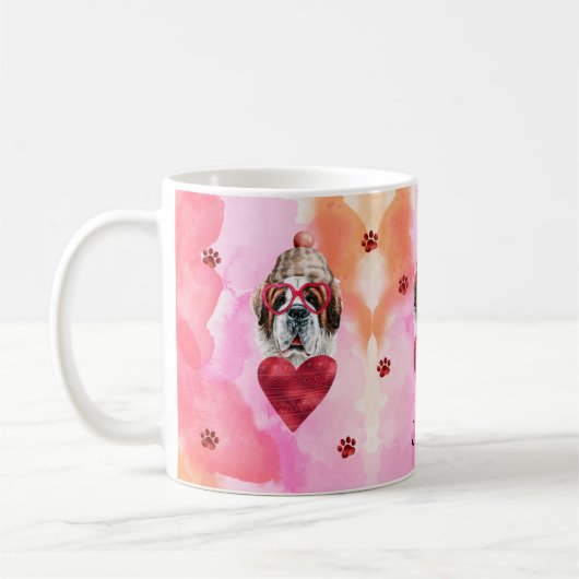 Rosa Orange Saint Bernard Valentine's Day Gabe Hun Kaffeetasse (Links)