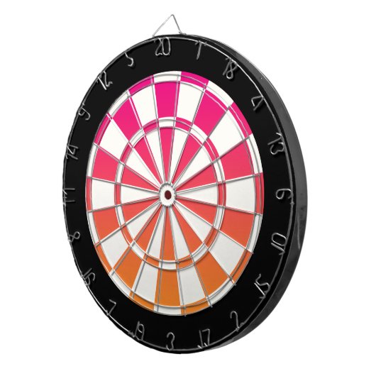 Rosa Orange Schwarz-Weiß Dartscheibe (Vorderseite rechts)