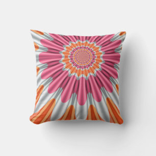 Rosa Orange +Silver Groovy Blume Kissen