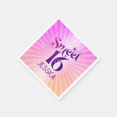 Rosa Orange Sweet 16 Gradient Boho Retro Groovy Serviette (Ecke)