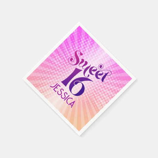 Rosa Orange Sweet 16 Gradient Boho Retro Groovy Serviette (Ecke)