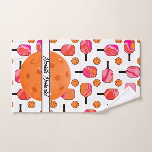 Rosa Orange Swirl Pickleball Paddles Balls Custom Handtuch (Handtuch)