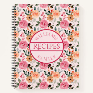 Rosa, orange, Tan-Rose und Blume Familienrezeptur Notizblock