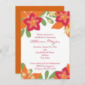 Rosa orange tropisches Hibiskus-Blumen-Brautparty Einladung (Vorne/Hinten)