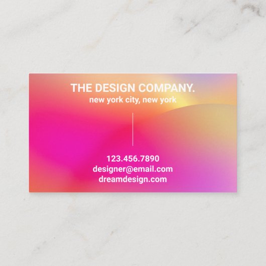 Rosa Orange Typografie Gradient Visitenkarte (Rückseite)