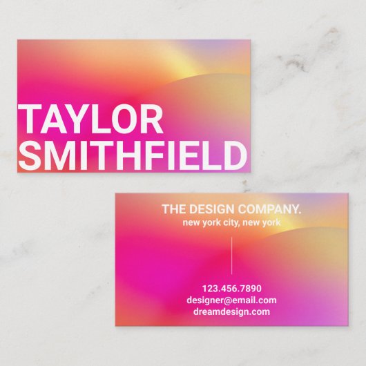 Rosa Orange Typografie Gradient Visitenkarte (Vorne/Hinten)