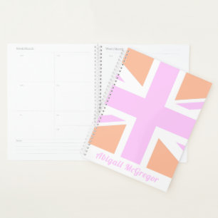 Rosa & Orange UK Flag / Union Jack   PERSONALISIER Planer