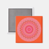 Rosa, orange und gelb Mandala Magnet (Vorderseite/Rückseite)