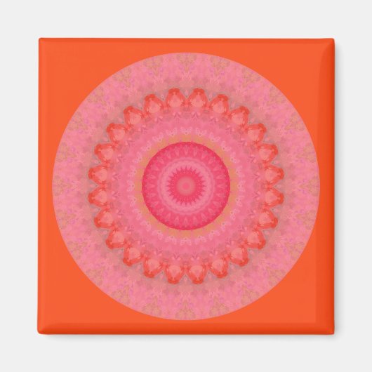 Rosa, orange und gelb Mandala Magnet (Vorne)