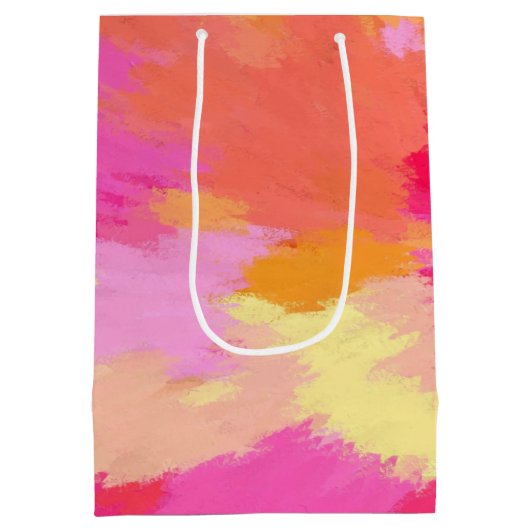 Rosa, orange und gelbe Farbe Mittlere Geschenktüte (Rückseite)