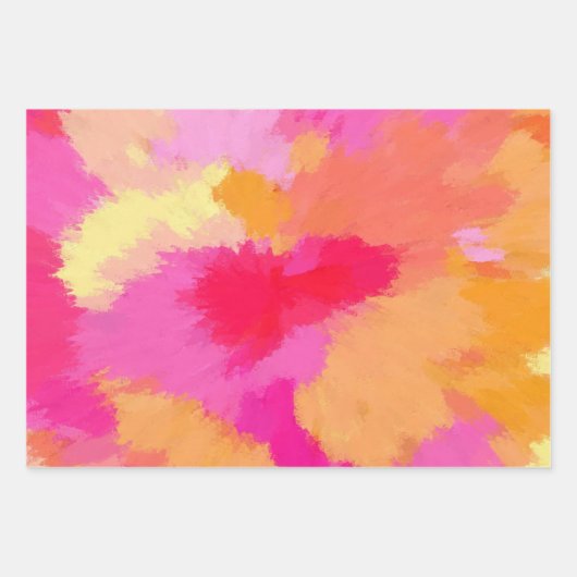 Rosa, orange und gelbe Farben Geschenkpapier Set (Vorderseite)